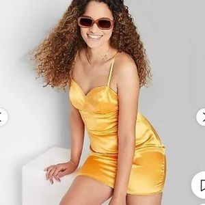 Wild Fable - Women's Sleeveless Corset Satin Bodycon Dress - Orange - XXS